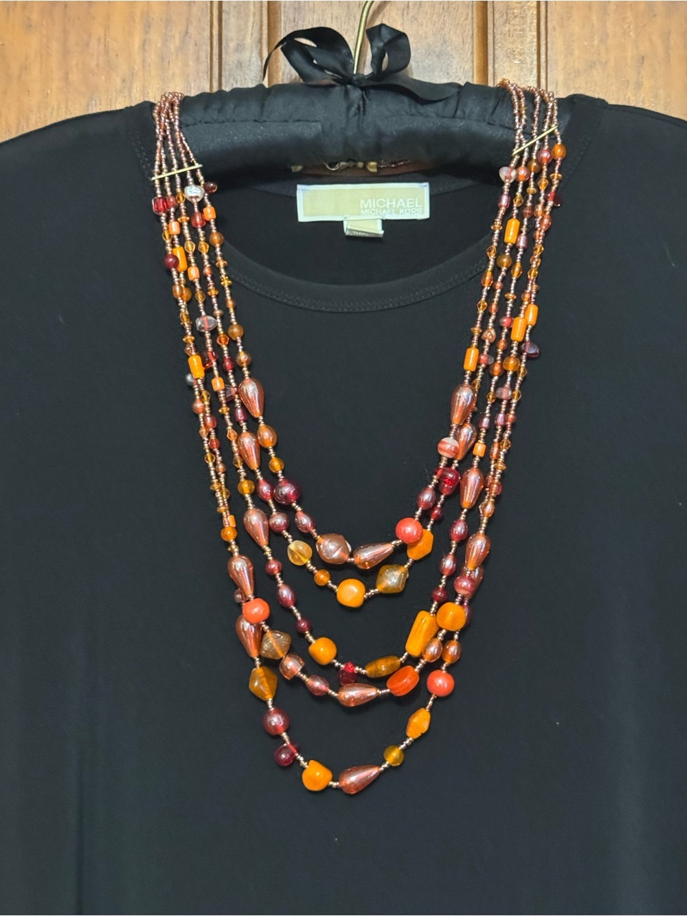 VINTAGE EXTRA LONG LAYERED BEADED NECKLACE